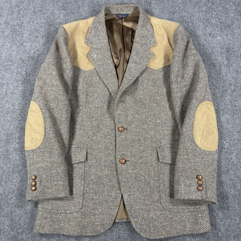 Vintage Pendleton Blazer Mens 44 L Wool Tweed Speckled Western Elbow Patch Read
